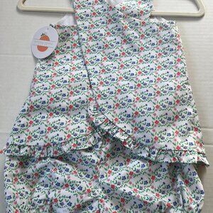 Girl - 3T - NWT Peggy Green Floral Cross Back Ruffle Short Set
